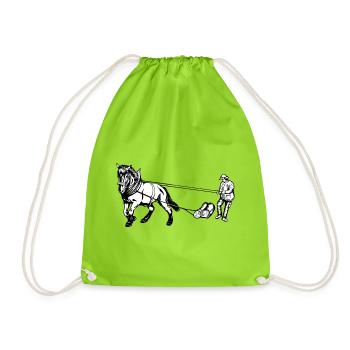 Holzrücker with horse - Drawstring Bag - neon green - Front