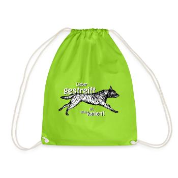 Better striped than small-minded - 3 - Drawstring Bag - neon green - Front