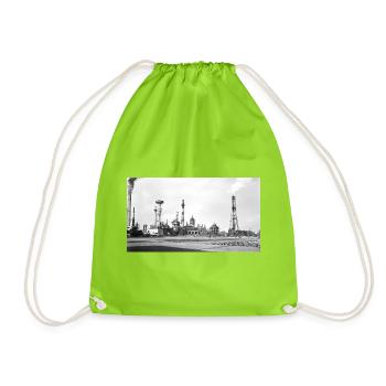 Paysage à vapeur industriel rétro - Sac de sport léger - vert néon - Devant