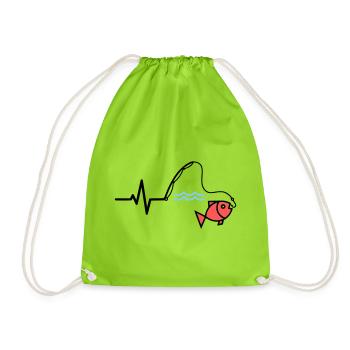Pulse Fishing Rod Fish Colored - Drawstring Bag - neon green - Front