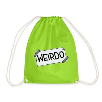 Weirdo Komischer Verrückter Lustiger Spruch Logo - Turnbeutel - Neongrün - Vorne