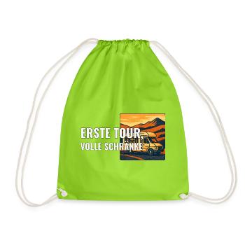 Erste Wohnmobilreise Geschenk für Anfänger - Turnbeutel - Neongrün - Vorne