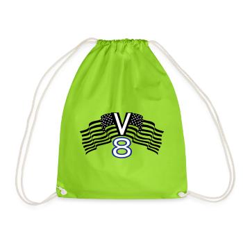 V8,Muscle Car,Garage,Car,Tuning,USA(25) - Drawstring Bag - neon green - Front