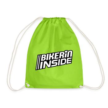 Bikerin à l’intérieur des lettres (les couleurs peuvent être modifiées) - Sac de sport léger - vert néon - Devant