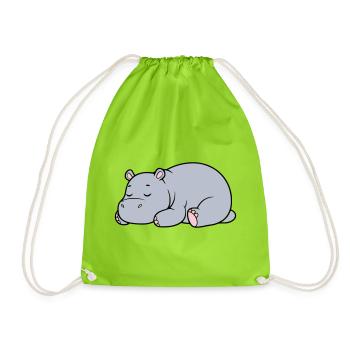 Hippopotame endormi Vecteur paresseux fatigué - Sac de sport léger - vert néon - Devant