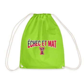 Logo Échec et Mat Rouge Roi Noir en Difficulté - Sac de sport léger - vert néon - Devant