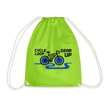 Motivational Gear Up Bicycle Loop - Drawstring Bag - neon green - Front