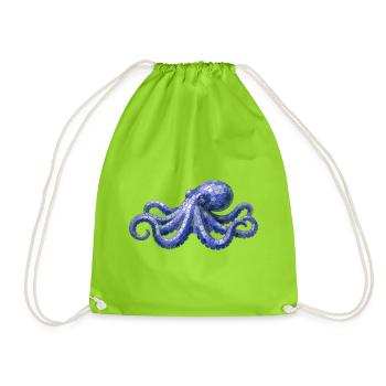 Poulpe en mosaïque - Conception maritime pour éventails de mer - Sac de sport léger - vert néon - Devant