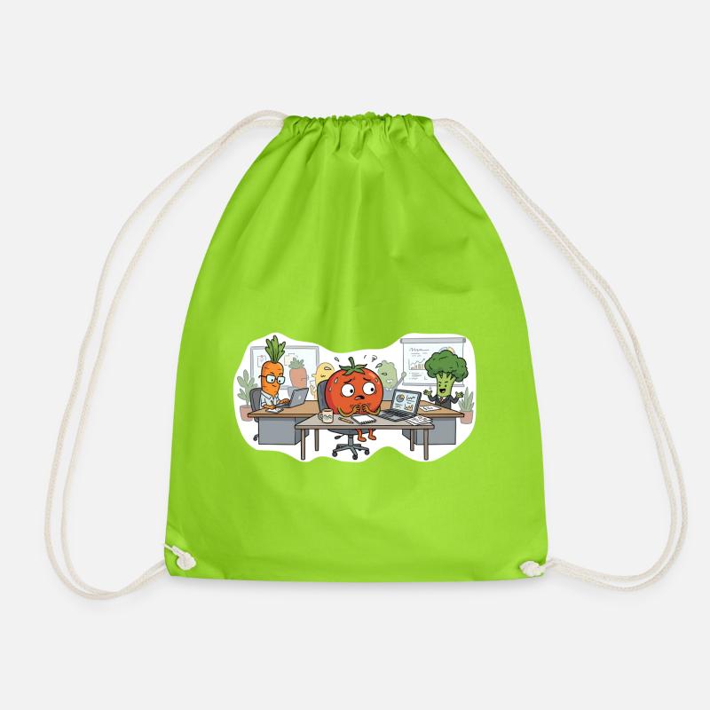 Stressed Tomato – Office Vegetables - Drawstring Bag - neon green