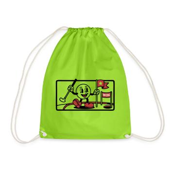 Minigolf Retro Cartoon Golfball JGA Team - Turnbeutel - Neongrün - Vorne