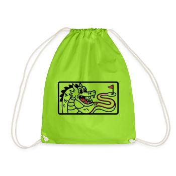 Minigolf Retro Cartoon Golfball JGA Team - Turnbeutel - Neongrün - Vorne
