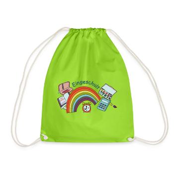 Schulstart Regenbogen  - Turnbeutel - Neongrün - Vorne