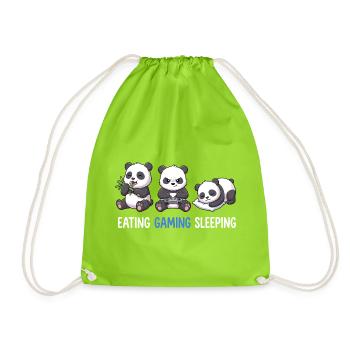 Eating Gaming Sleeping Panda Zocker Gamer - Turnbeutel - Neongrün - Vorne