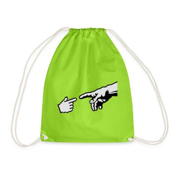 Hand of god (Michelangelo) The Creation of Adam - Drawstring Bag - neon green - Front