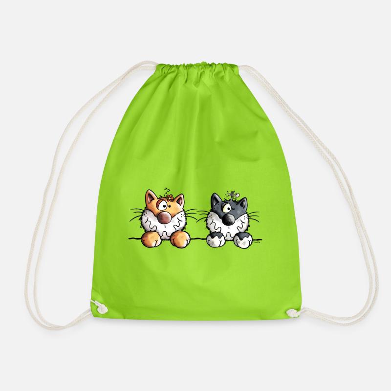 Katzen Duo - Turnbeutel - Neongrün