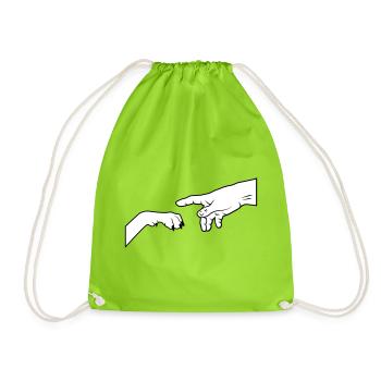 Dog Paw - Give Paw - Drawstring Bag - neon green - Front