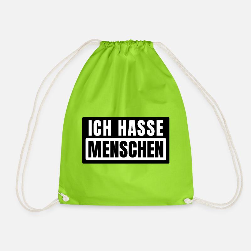 Menschen Hassen Modus Ehrlich und Sarkastisch - Turnbeutel - Neongrün