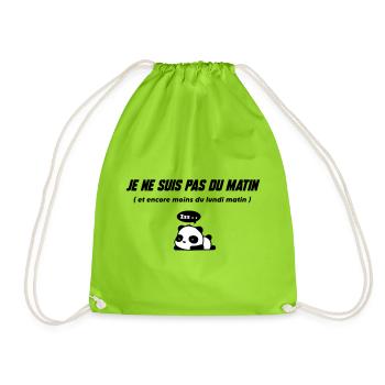 Sleeper Panda Illustration - Drawstring Bag - neon green - Front