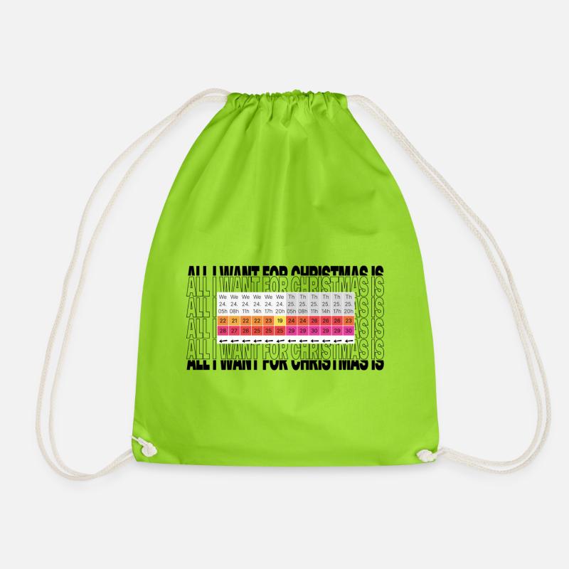 All I Want for Christmas is Wind - Kite / Surf - Drawstring Bag - neon green