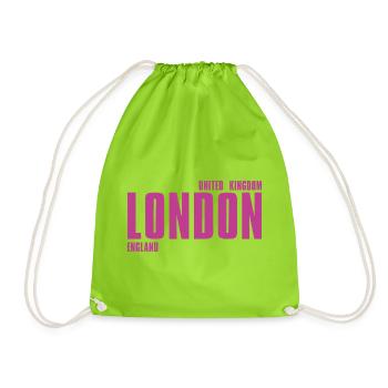 Pink London Typography T-shirt - Drawstring Bag - neon green - Front