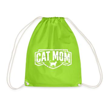 Cat Mom Vintage Wappen - Turnbeutel - Neongrün - Vorne