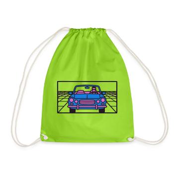 Retro Car Miami Logo - Drawstring Bag - neon green - Front
