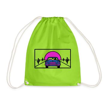 Desert Highway Car Logo - Drawstring Bag - neon green - Front