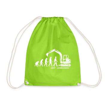 Evolution Bagger Baggerfahrer Bauarbeiter Mensch - Turnbeutel - Neongrün - Vorne