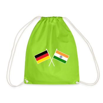 Germany x India Crossed Friendship Flags - Turnbeutel - Neongrün - Vorne