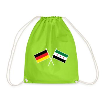 Germany x Syria Friendship Flags - Turnbeutel - Neongrün - Vorne