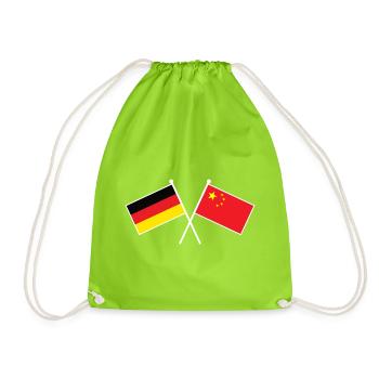 Germany x China Friendship Flags - Turnbeutel - Neongrün - Vorne