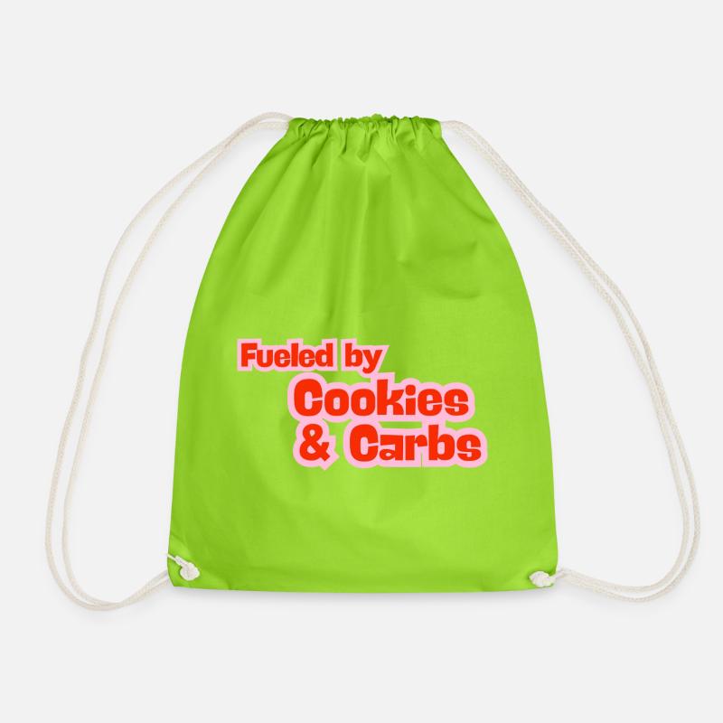 Fueled by Cookies & Carbs - Drawstring Bag - neon green
