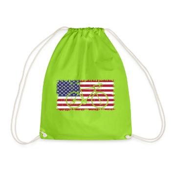 Cycling USA - Drawstring Bag - neon green - Front