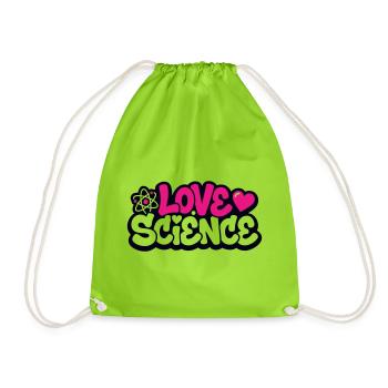 Love Science Schriftzug Logo - Turnbeutel - Neongrün - Vorne