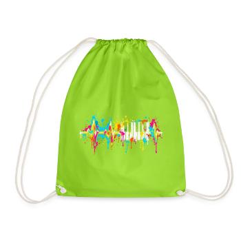Neon Tasten Farbspritzer - Turnbeutel - Neongrün - Vorne