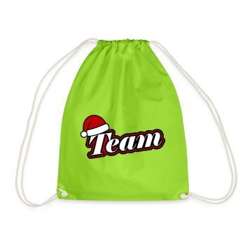 Weihnachts Team Weihnachtsmütze - Turnbeutel - Neongrün - Vorne