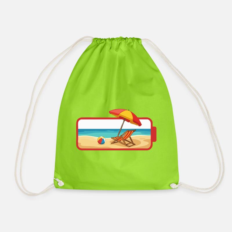 Summer Beach Umbrella Chair - Drawstring Bag - neon green