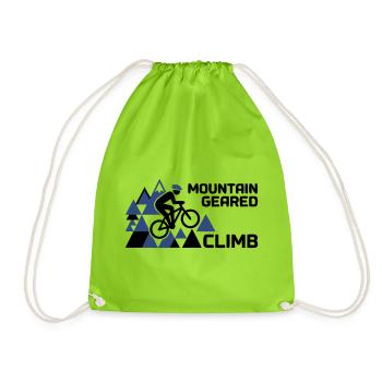 Mountain Bike Climb Mountains Saying - Drawstring Bag - neon green - Front