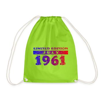 65th Birthday Limited Edition 07/1961 - Drawstring Bag - neon green - Front