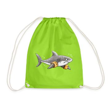 Hai Schwimmflügel Schwimmlehrer Meer Humor - Turnbeutel - Neongrün - Vorne