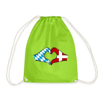 Bavière, Danemark, Drapeau, Mains, Coeur - Sac de sport léger - vert néon - Devant