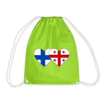 Cœur du drapeau de la Finlande Géorgie - Sac de sport léger - vert néon - Devant