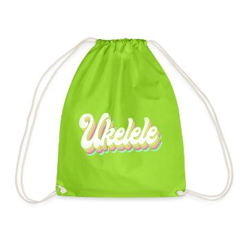 Hawaiian Ukulele Uke Retro Vintage - Drawstring Bag - neon green - Front