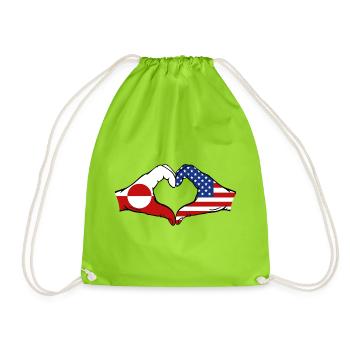 Drapeau des États-Unis Mains Forme de cœur - Sac de sport léger - vert néon - Devant