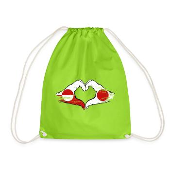 Drapeau du Groenland-Japon Mains en forme de cœur utilisé - Sac de sport léger - vert néon - Devant