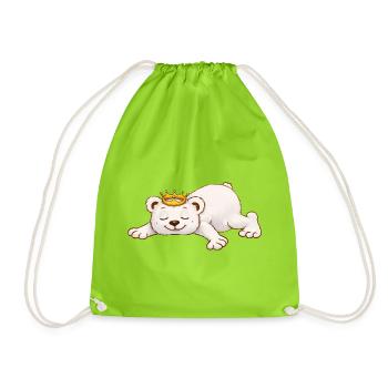 Ours endormi avec couronne – Motif d’animal mignon - Sac de sport léger - vert néon - Devant