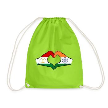 Tadschikistan_Indien_Flagge_Hände_Herzform - Sac de sport léger - vert néon - Devant
