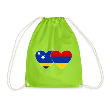 Cœur du drapeau Arménie de Curaçao - Sac de sport léger - vert néon - Devant