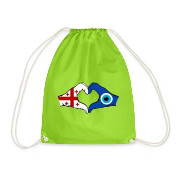 Georgia Nazar Flag Hands Heart Shape - Drawstring Bag - neon green - Front