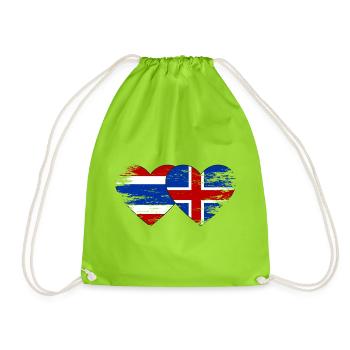 Thailand Island Flagge Herzform used - Turnbeutel - Neongrün - Vorne